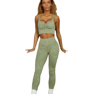 Kelicopy New Seamless Knitted Yoga Wear Women's Sand-Washed High-Waist Hip-Lifting Pants Ribbed Sports Suit for Women
