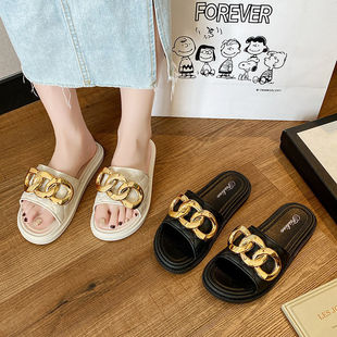 (Thick bottom) Slippers Wearing Internet-famous Small Chanel Style Soft Bottom Indoor Fashion Beach Outdoor Drag Shake Voice Quick Hand