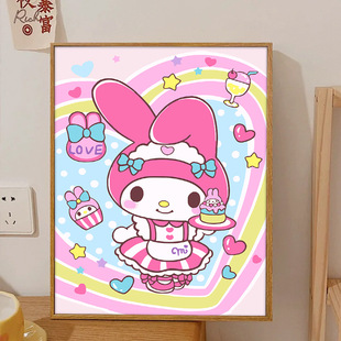 Cartoon anime animal diy digital oil painting children students hand-painted acrylic painting graffiti coloring oil painting