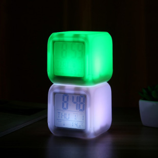 Factory direct colorful color change mood alarm clock creative home square white lazy electronic clock LED luminous