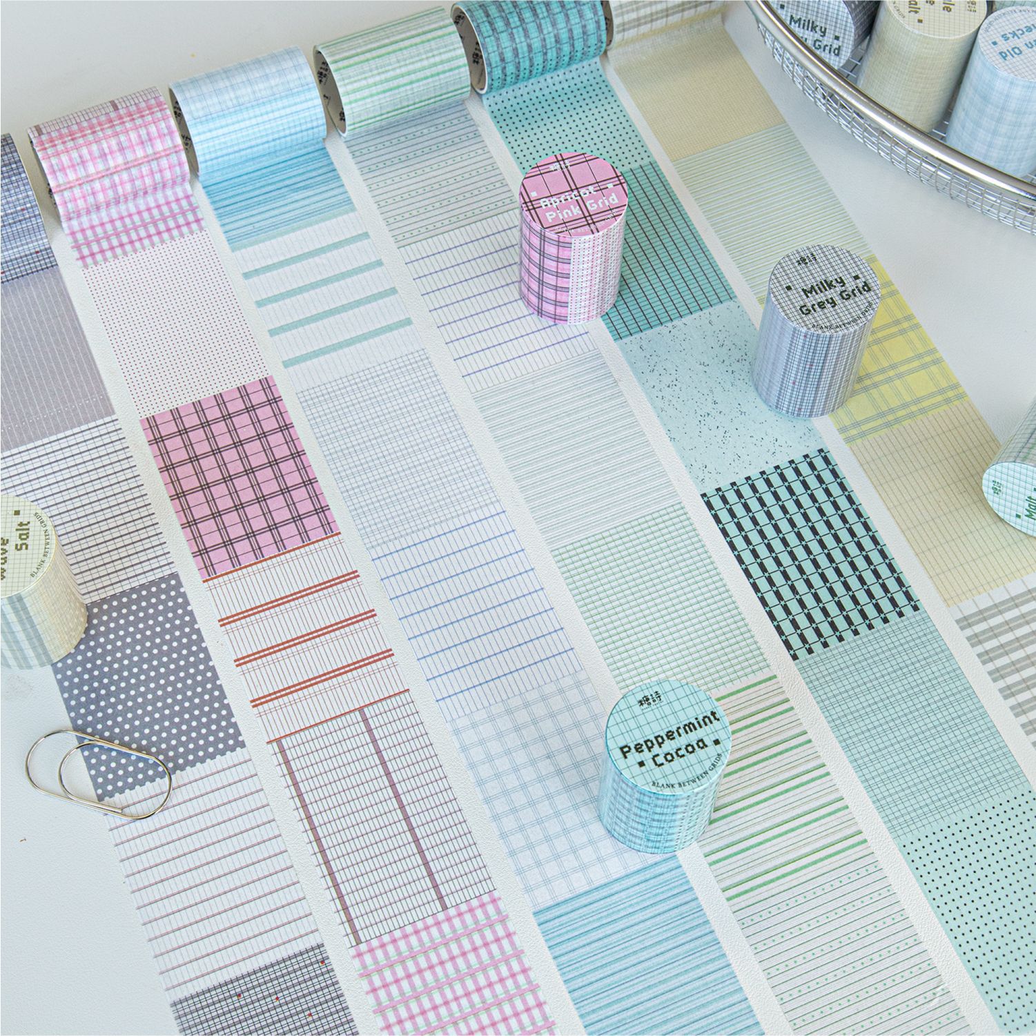 Sugar Poetry Washi Tape Grid with White Space Simple Basic Grid Pattern Journal Base Collage DIY Decorative Gift