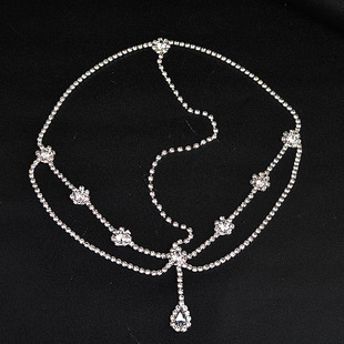 Diamond Head Chain Bohemian Crystal Forehead Ornament Eyebrow Pendant Headdress European and American Forehead Chain Water Drop Bride Ethnic Style