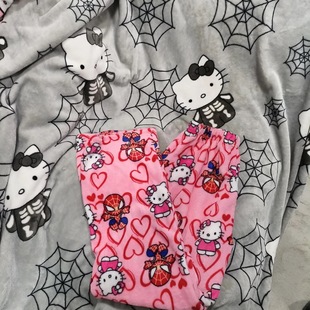 Flannel cartoon KT cat pajama pants thick ladies autumn and winter new fleece-lined warm home casual pants Hello Kitty foreign trade