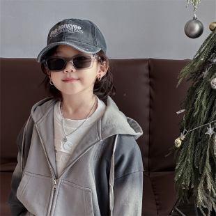 New children's hat washed spring and summer boys and girls embroidered Korean style trendy all-match peaked cap baseball cap baby hat