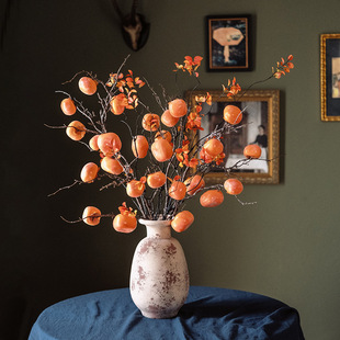 2025 new high-end artificial flower pomegranate fruit decoration living room porch persimmon fruit fake flower bouquet decoration