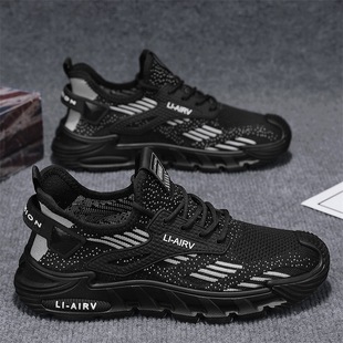 Men's Shoes 2025 Spring New Mesh Deodorant Comfortable and Convenient Slip-on Casual Sports Teenager Lace-up Trendy Shoes