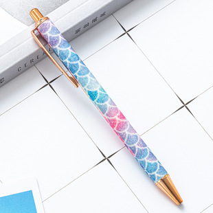 Push Pen Spot Wholesale Ballpoint Pen Creative Gift Gold Powder Push Pen Printing logo Metal Advertising Ballpoint Pen