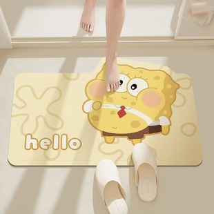 Spongebob Bathroom Mat Cartoon Diatom Mud Mat Toilet Water Absorbent Foot Mat Entrance Door Mat Now
