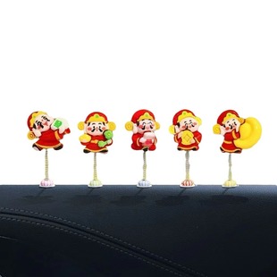 Moe Fun Shake Head Cute Little God of Wealth Ornaments Car Interior Decoration Car Instrument Panel Decoration Navigation Screen Ornaments