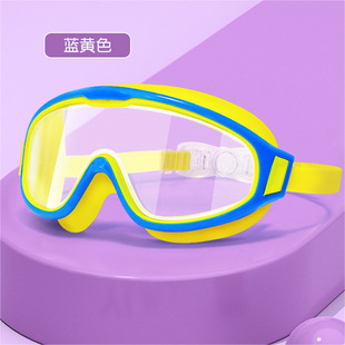 Children's swimming goggles HD electroplating waterproof anti-fog large frame with conjoined earplugs boys and girls swimming goggles wholesale