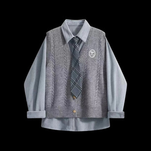 Girl JK College Style Vest Shirt Two-Piece Set 2025 Spring New Senior high school Student Fashion Stacked Shirt