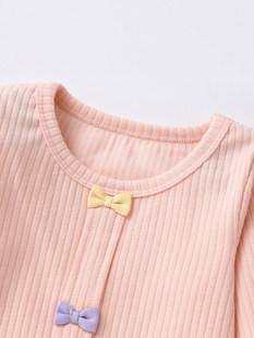 2025 Baby Girl Korean Knitted Shirt Autumn New T-shirt Spring and Autumn Long Sleeve Outer Wear Top 3821