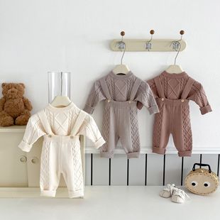 Girls Pure Color Knitwear 0-5 Years Old Autum Korean Children's Clothing Baby Girl Fashionable Core-Spun Yarn Cardigan Knitwear Ay688