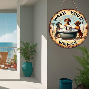 in stock Amazon Summer Creative Retro Wooden Dog Listing Wooden Crafts Home Bathroom Wall Decoration Pendant