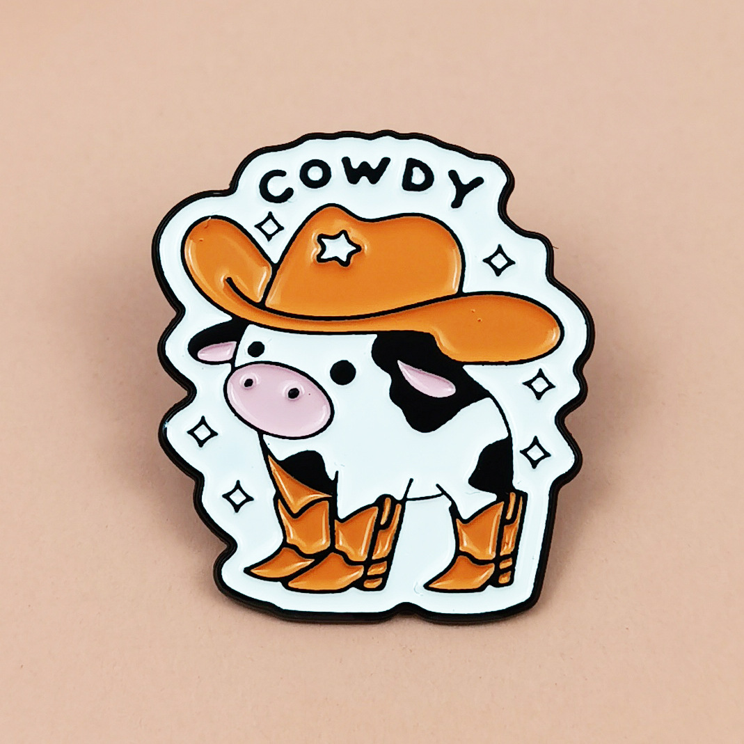 European and American Western Cowboy Cowhide Brooch with Personalized Creative English Letter Cartoon Design Badge Cross-Border Wholesale