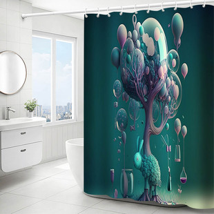 Waterproof shower curtain Amazon explosion 3D printing new art polyester shower curtain with hook