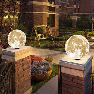 Moon Lamp Outdoor Solar Column Lamp Outdoor Waterproof House Courtyard Wall Lamp Entrance Door Pillar Lamp
