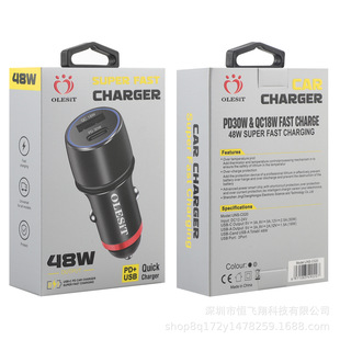 OLESIT Cross-border Batch A C Car 48W Charger TYPE-C USB Fast Charge PD Car Charge Compatible with Apple Dual Port