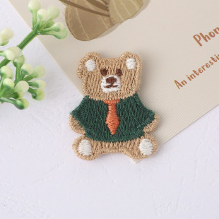 Cartoon Bear Embroidered Label Cute Style Plush Kidsren's Shoes and Hats Clothing Patch Stickers Creative Toys Backpack Self-Adhesive