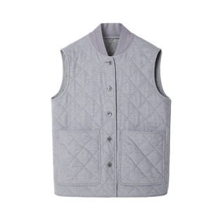 Silk wool camel wool rhombus quilted cotton waistcoat women's 2024 autumn and winter new vintage waistcoat outfits