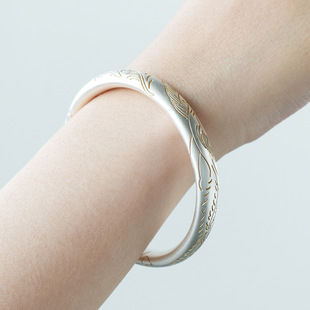 White copper thick silver phoenix waterfall ancient style gold bracelet female phoenix matte ring atmosphere phoenix woo ruyi solid bracelet