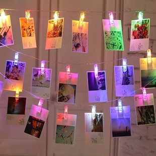Led photo photo wall clip light string creative room decoration clip light colored light flashing light star clip string light