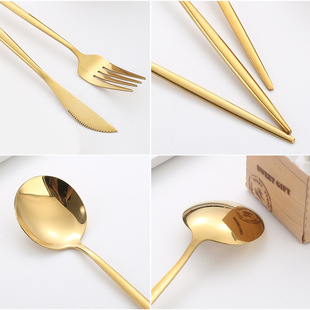 Cross-border Hot Selling Stainless Steel Knife, Fork and Spoon suit Portugal 30 pce suit Mail Order Box Western Food Steak Knife, Fork and Spoon