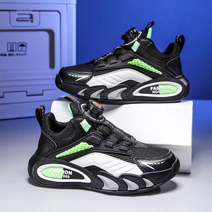 Large Cotton 2023 Autumn and Winter Leather Waterproof Children's Shoes Boys sneaker Non-Slip Middle and Large Children's Swivel Buckle Girls' Sports