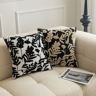 New Embroidery Flowers and Flowers Pillow Case Home Living Room Pillow Case Study Office Sedentary Waist Pillow Cushion Cover