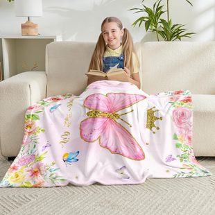Cross Border Amazon Flower Bird Blanket Printed Super Soft Comfortable Flannel Wool Blanket for Sofa Living Room