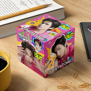 Thai Star Men's Group BUS Rubik's Cube Third-order Educational Toy Star Peripheral DIY Color Printing Six-sided Decompression Toy 57mm