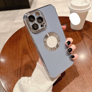 Hollow out plating solid color for iPhone14Promax mobile phone case lens film Apple 13 protective cover 12