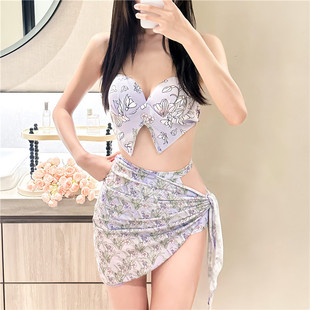 2024 new split three-piece swimsuit women's belly-covering slimming sexy beach holiday swimsuit [a generation of hair]]