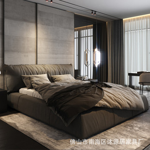 Italian Minimalist Technology Cloth Bed Modern Minimalist Tatami Fabric Bed Double Bed Small Apartment Wash-free Technology Cloth Bed