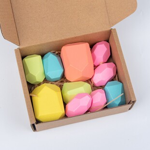 Early Childhood Education Wooden Stacking Stone Color Stone Stacking Music Mengshi Rainbow Assembled Horizontal Building Blocks Educational Toys