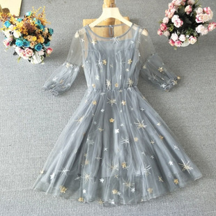 [4.9 Thousand People Collect] Fairy-Like Super Fairy Style 2025 New Summer Dress for Junior High and High School Students Korean