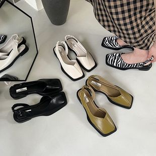 French Toe Sandals Women's Summer 2025 New Niche Single Shoes Square Toe Fashion Mary Jane Small Leather Shoes