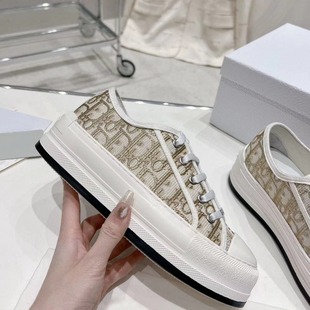 Foreign Trade D Home Embroidered Thick Sole Increased Canvas Shoes Trendy Old Flower Letter Lace-up All-match Fashion Sports Skate Shoes for Women