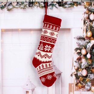2024 New Christmas Knitted Socks Candy Bag Decorations Red and White Knitted Christmas Socks Christmas Knitted Decorations