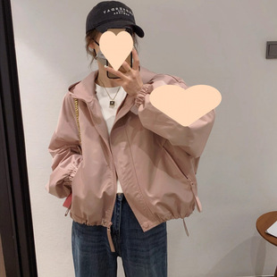 2025 Hooded Jacket Spring New Casual Windbreaker Short Short Loose Short Coat for Small Women