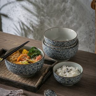 Rice Bowl Noodle Bowl Soup Bowl Underglaze Color High Temperature Ceramic Bowl Vintage Antique Green Glaze Heavy Anti-scalding Restaurant Bowl Household Bowl