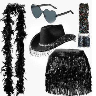 Bridal tassel diamond non-woven Western Cowboy Hat Black Diamond Boutique party nightclub tassel hat