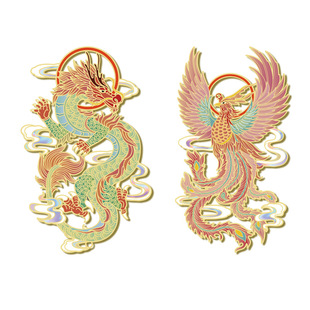 Dragon and Phoenix Chinese style metal relief magnetic suction refrigerator stickers Imperial Palace Museum cultural and creative tourism souvenir ancient style gift