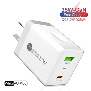 Зарядное устройство из нитрида галлия QC3.0PD35w Европейская и Американская Британская и австралийская быстрая зарядная головка, подходящая для адаптации планшетного телефона к компьютеру