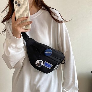New Casual Couple Crossbody Bag Women's Solid Color Simple Large Capacity Chest Bag Men's Running Sports Shoulder Cloth Waist Bag