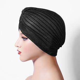New Golden Bright Silk Polyester Sports Casual Indian Hat Middle East Turban Hat