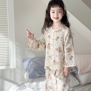 Children's Pajamas Women's Large Children's Spring and Autumn Summer Cotton Class A Cotton suit Little Girl's Home Clothes Mother's Clothes