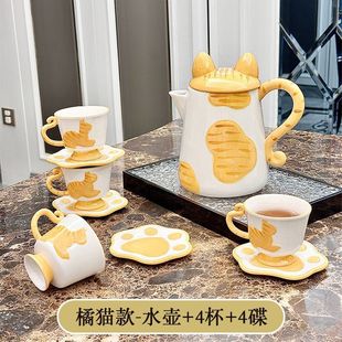 Ceramic Cute Water suit Cat Household Tea Set Tea Cup Teapot Water Cup Housewarming High-value Gift-giving Cup