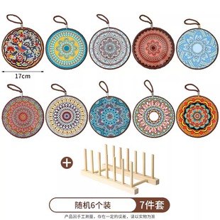 Retro Heat Insulation Pad High Temperature Resistant Casserole Anti-scalding Pad Enamel Pot Cushion Ceramic New Chinese Style Non-slip Dining Table Plate Cushion