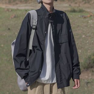 Japanese Style cityboy Vertical Collar Work Jacket Men's Autumn New Loose Simple Casual Men's Jacket